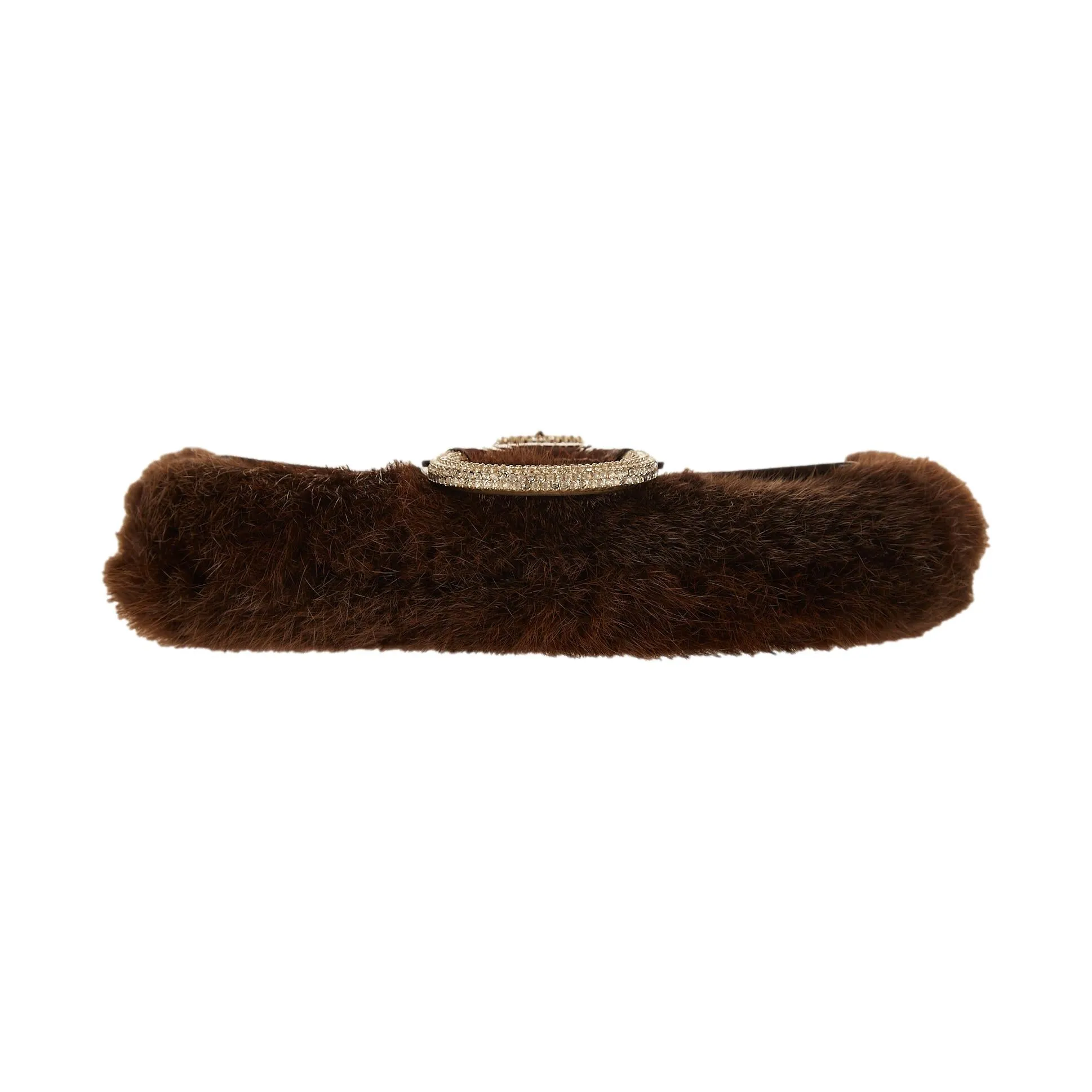 Dolce & Gabbana Brown Fur Rhinestone Shoulder Bag