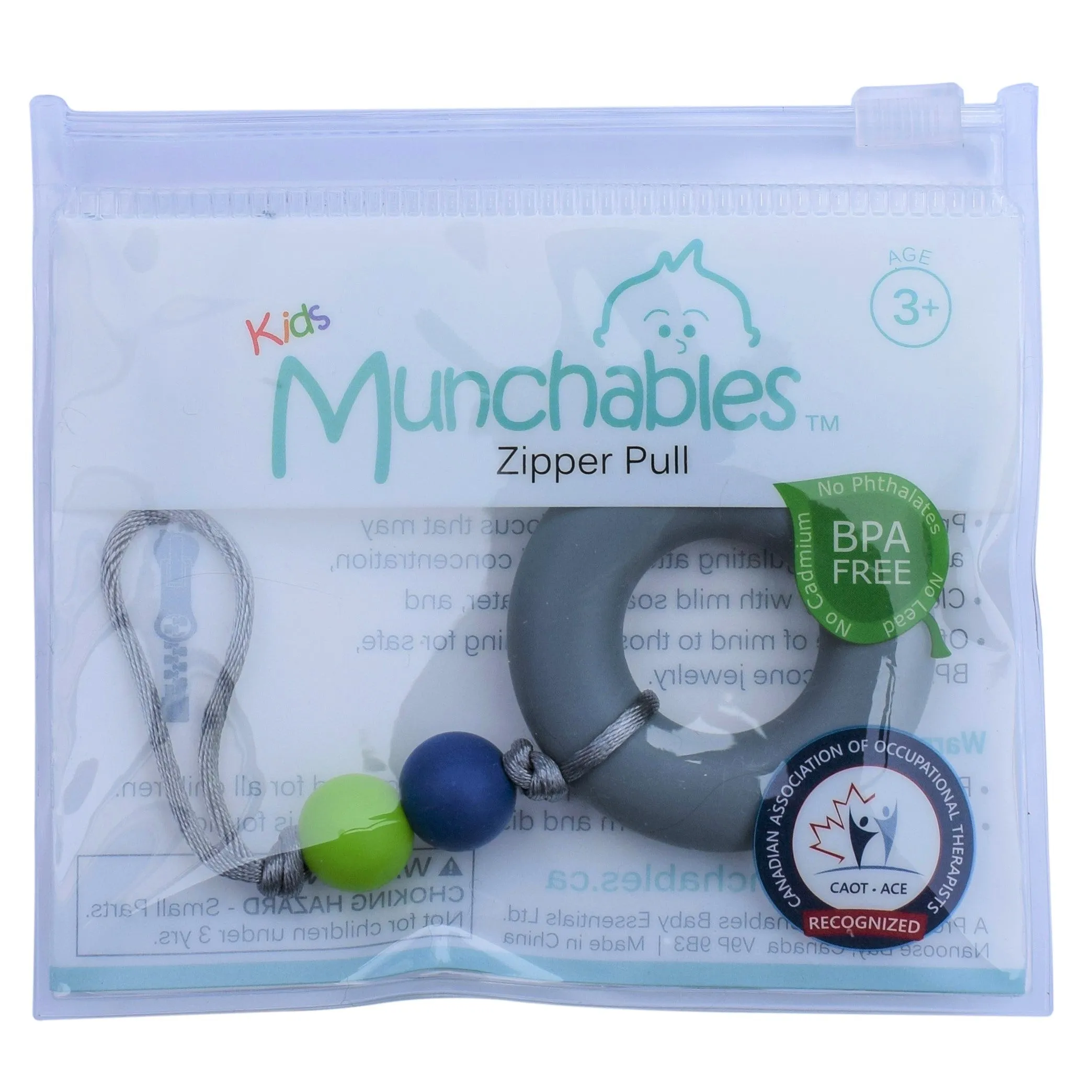 Donut Zipper Pull - Black (Stronger Chew)