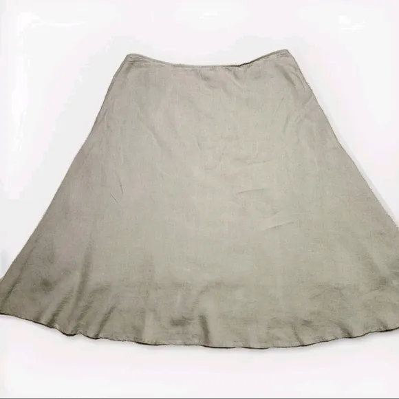 Eileen Fisher High-Lo A-line Irish Linen Skirt. Size XL Color Tan