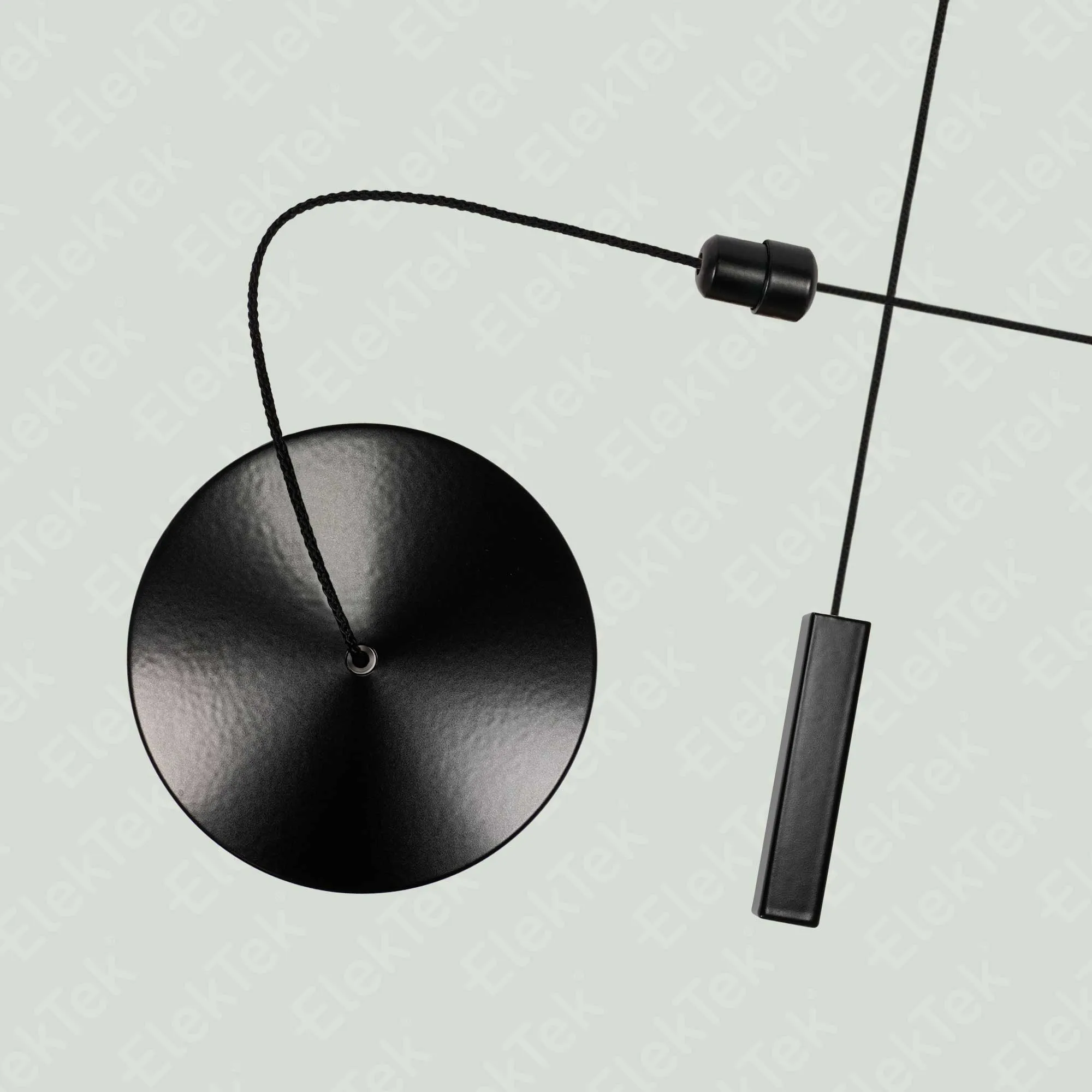 ElekTek Premium Satin Black Bathroom Light Pull Cord Switch Kit with Pull Chain Handle