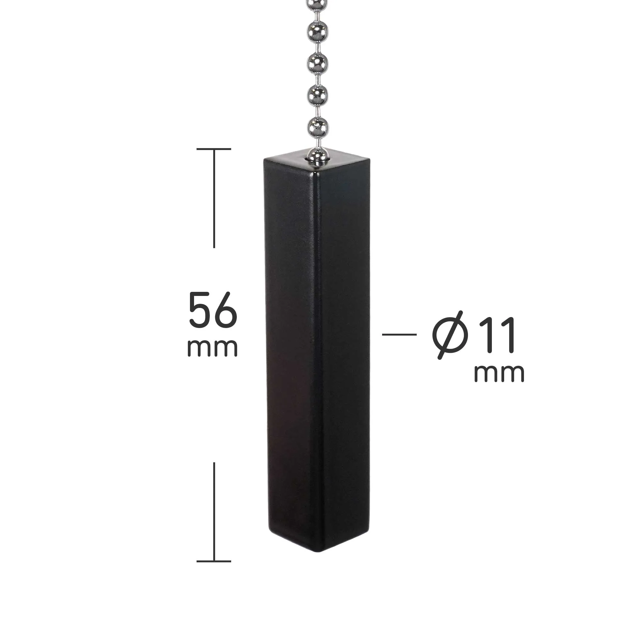 ElekTek Premium Satin Black Bathroom Light Pull Cord Switch Kit with Pull Chain Handle