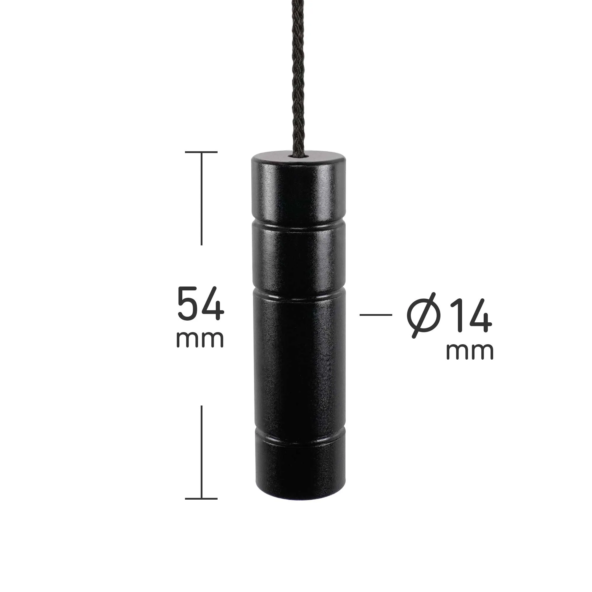 ElekTek Premium Satin Black Bathroom Light Pull Cord Switch Kit with Pull Chain Handle
