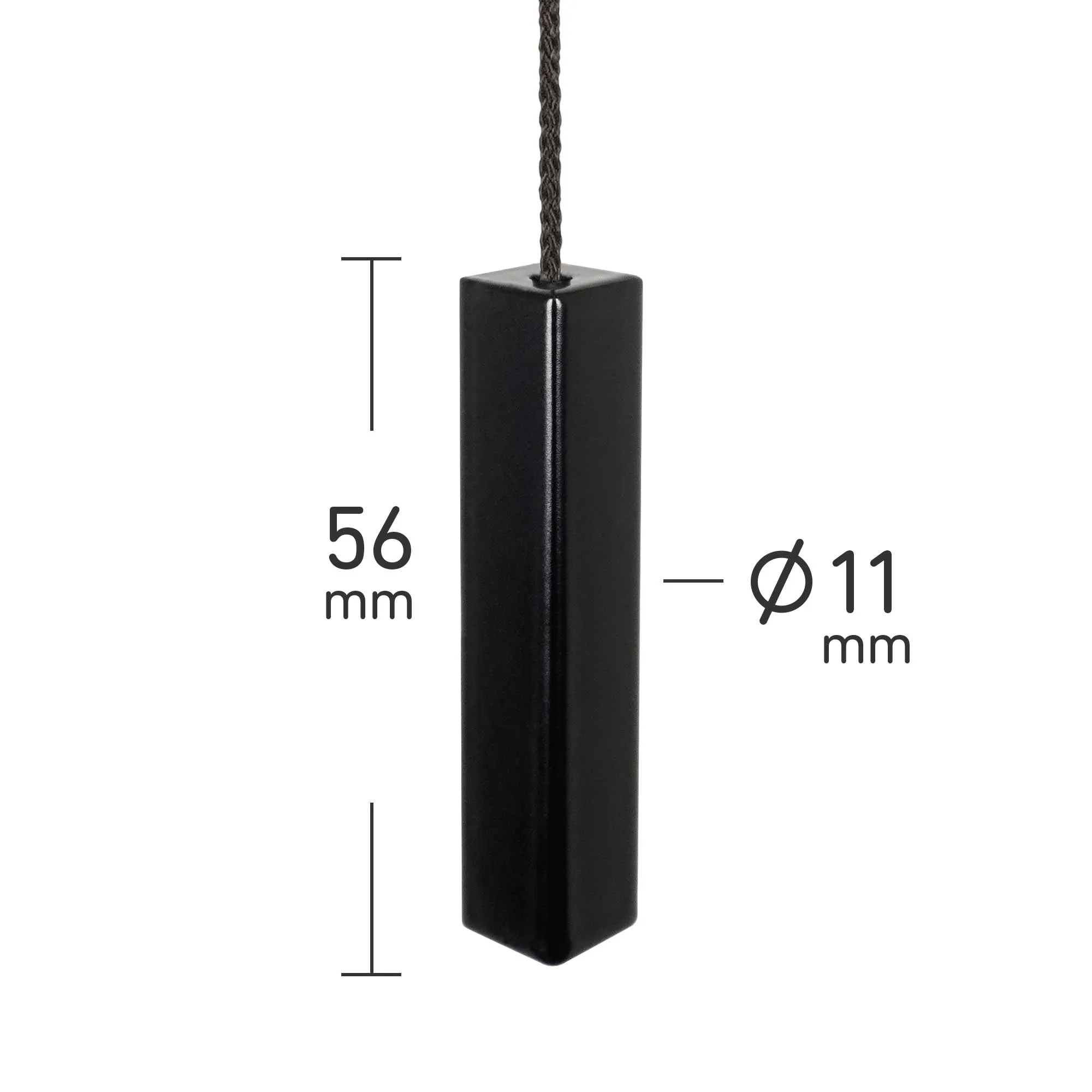 ElekTek Premium Satin Black Bathroom Light Pull Cord Switch Kit with Pull Chain Handle