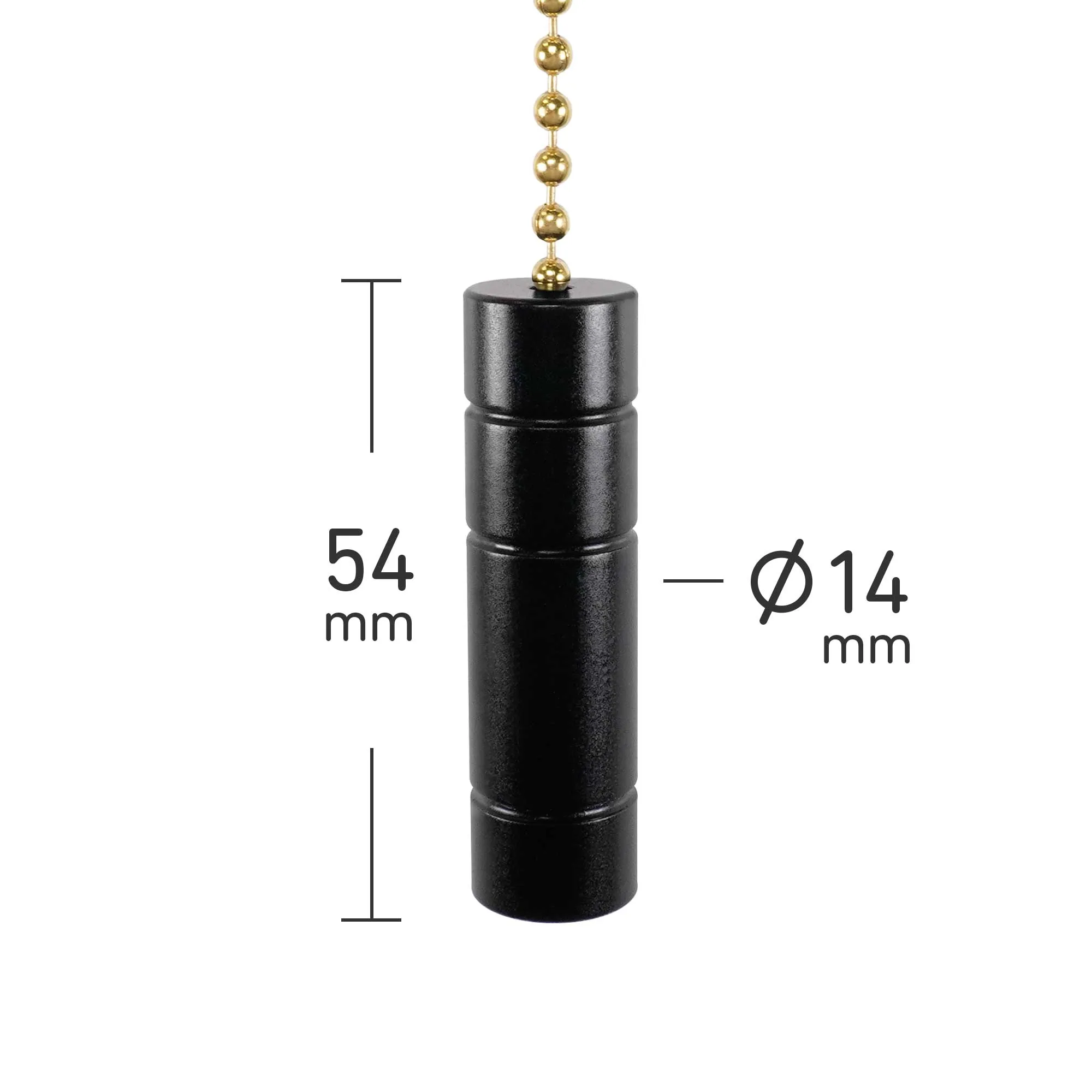 ElekTek Premium Satin Black Bathroom Light Pull Cord Switch Kit with Pull Chain Handle