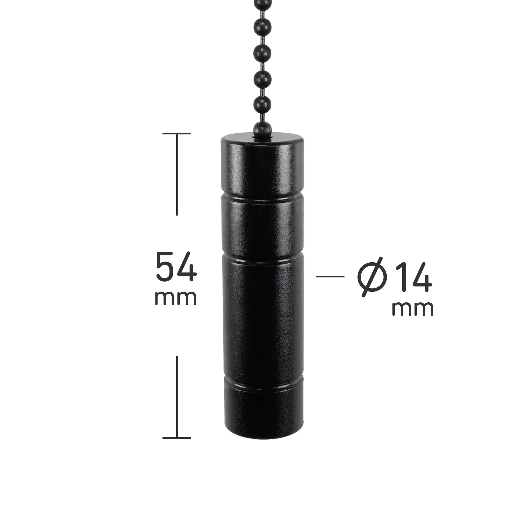 ElekTek Premium Satin Black Bathroom Light Pull Cord Switch Kit with Pull Chain Handle