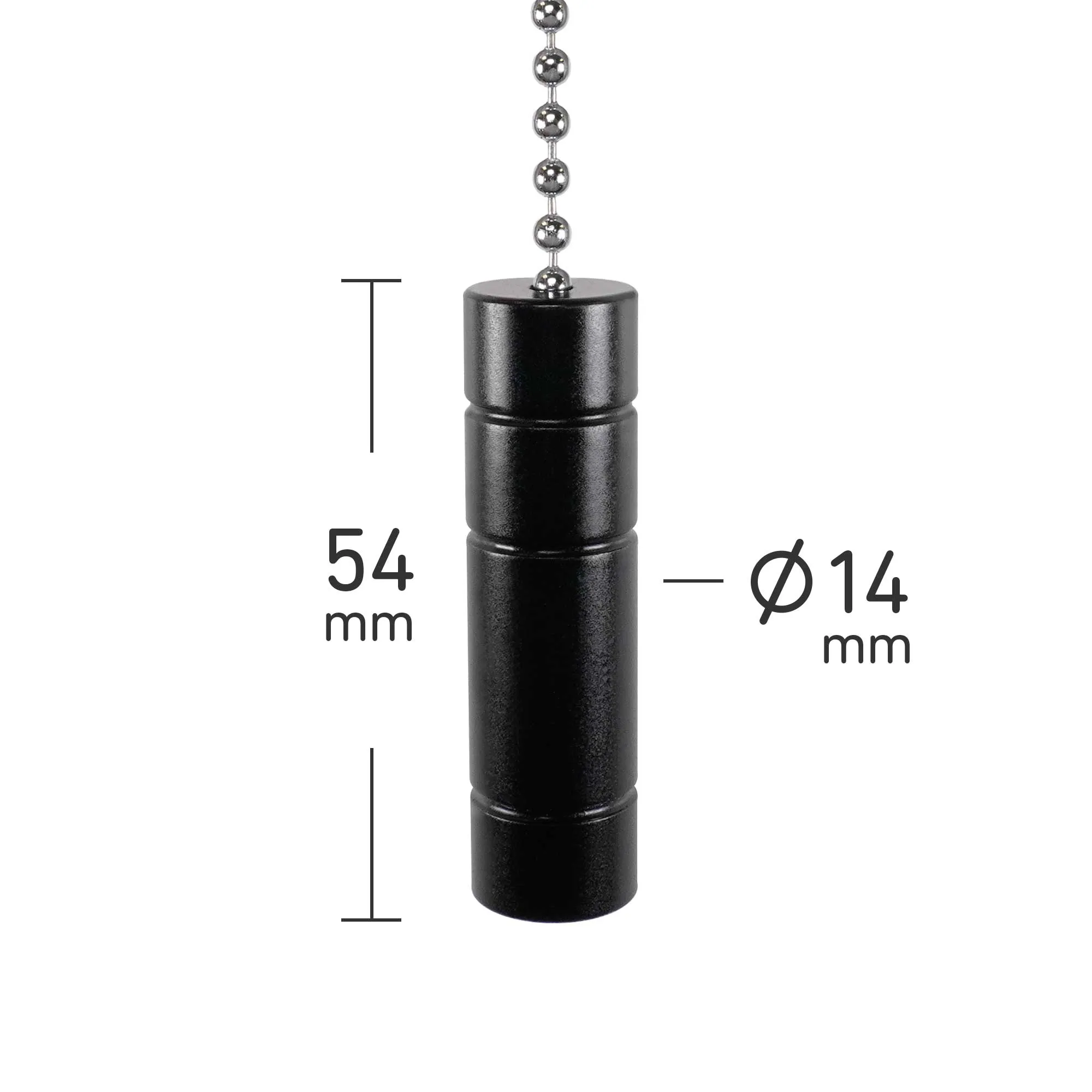 ElekTek Premium Satin Black Bathroom Light Pull Cord Switch Kit with Pull Chain Handle