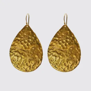 Embossed Bird On Metal Teardrop Shape