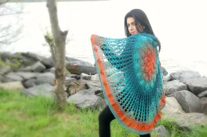 Embossed Crochet Circular Poncho