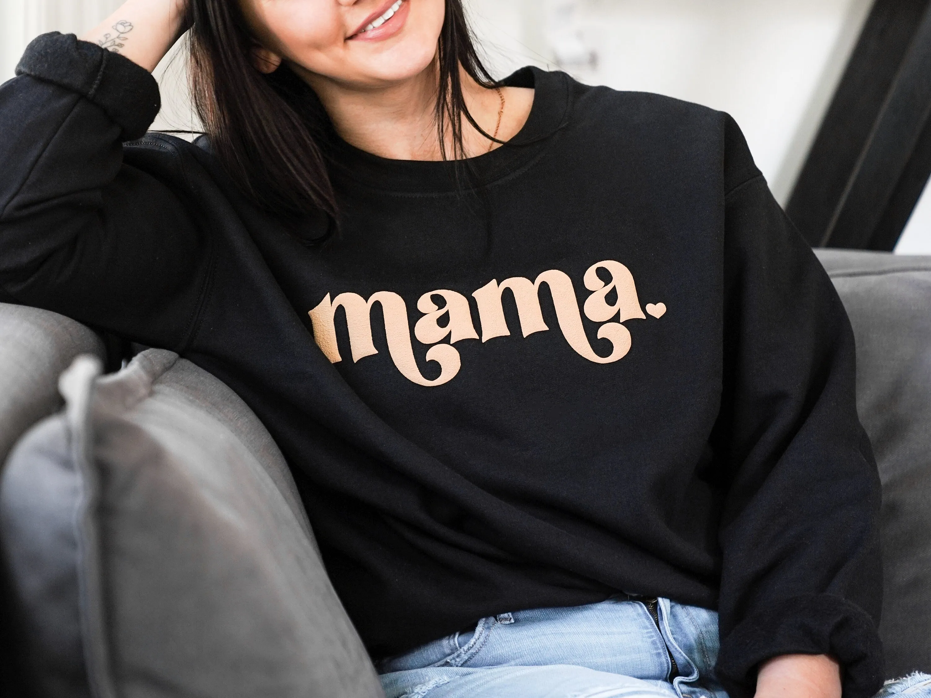 Embossed Gold Mama Crewneck Sweatshirt
