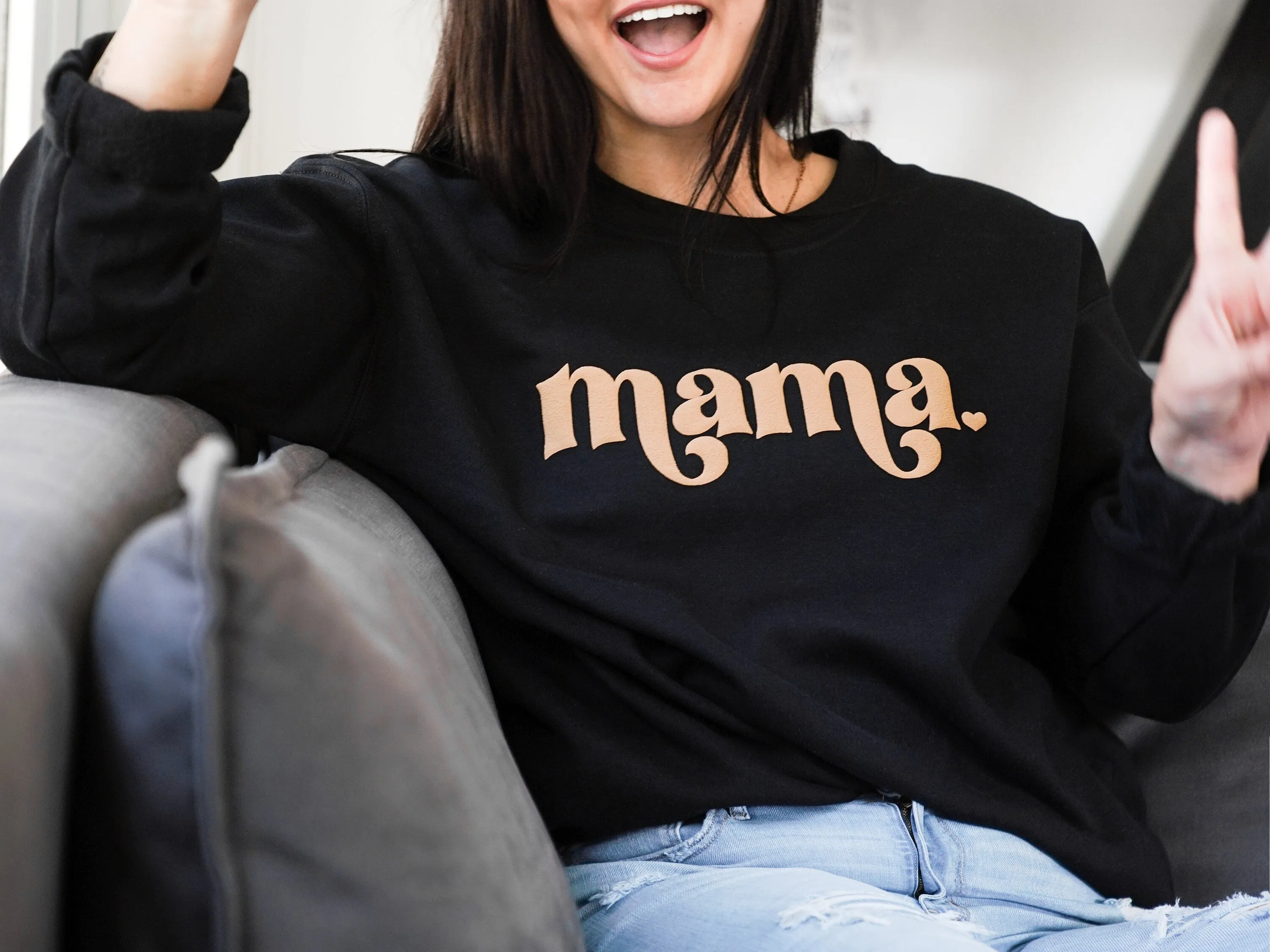 Embossed Gold Mama Crewneck Sweatshirt