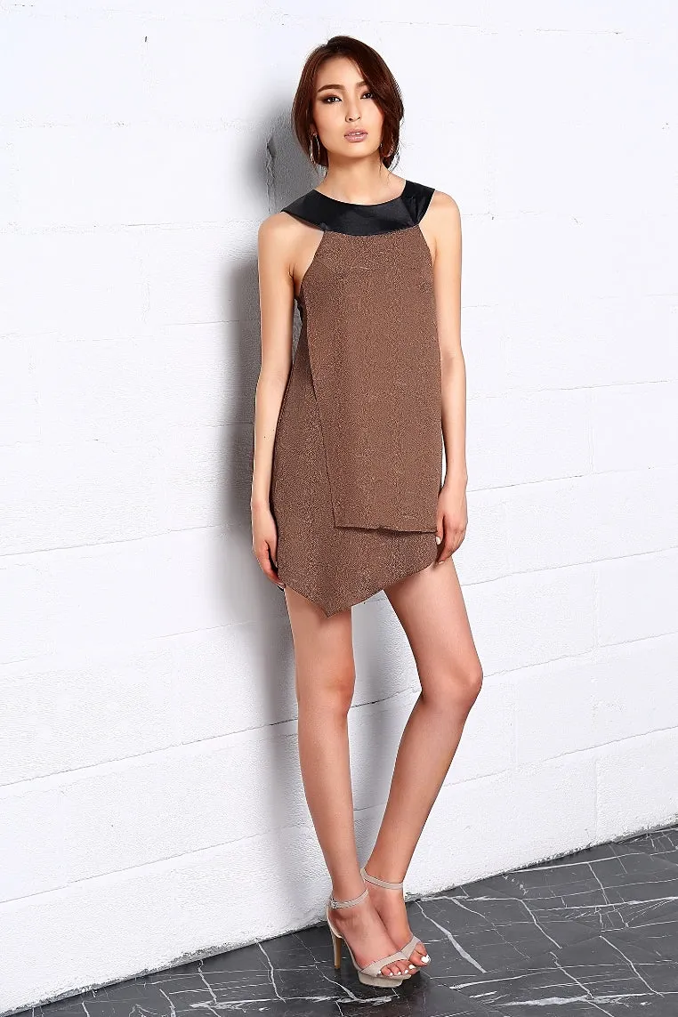 Embossed In Herbs Assymetric Dress