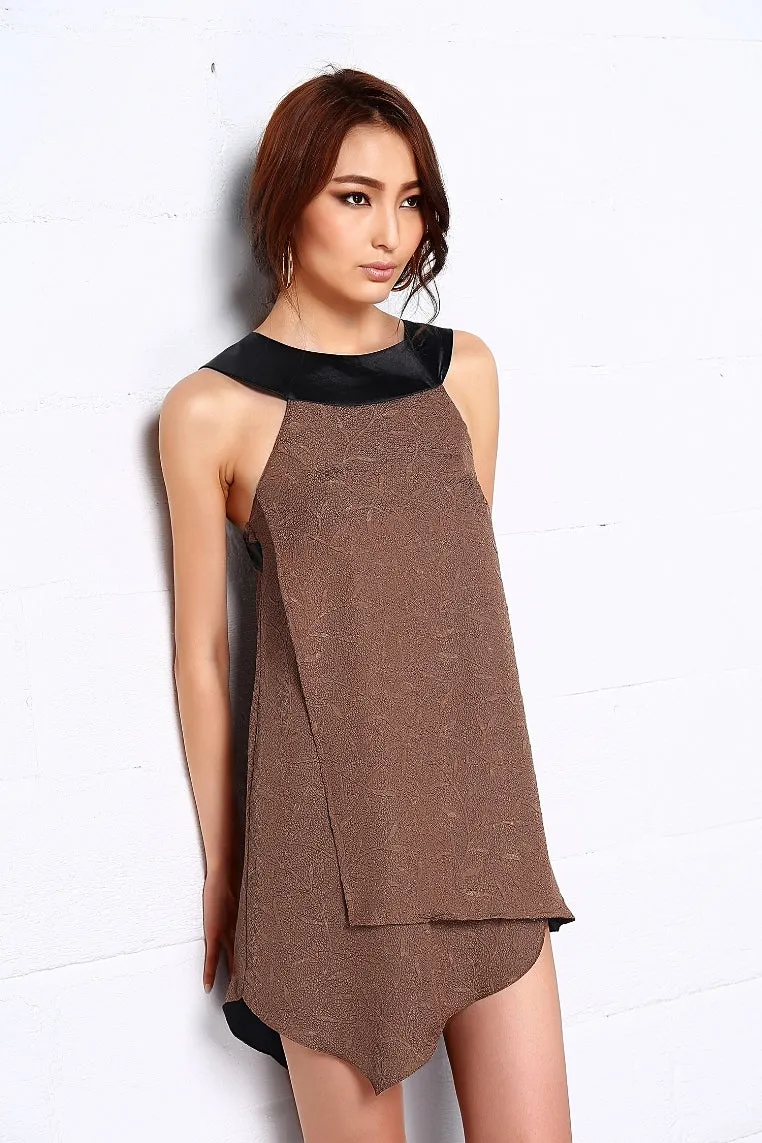Embossed In Herbs Assymetric Dress