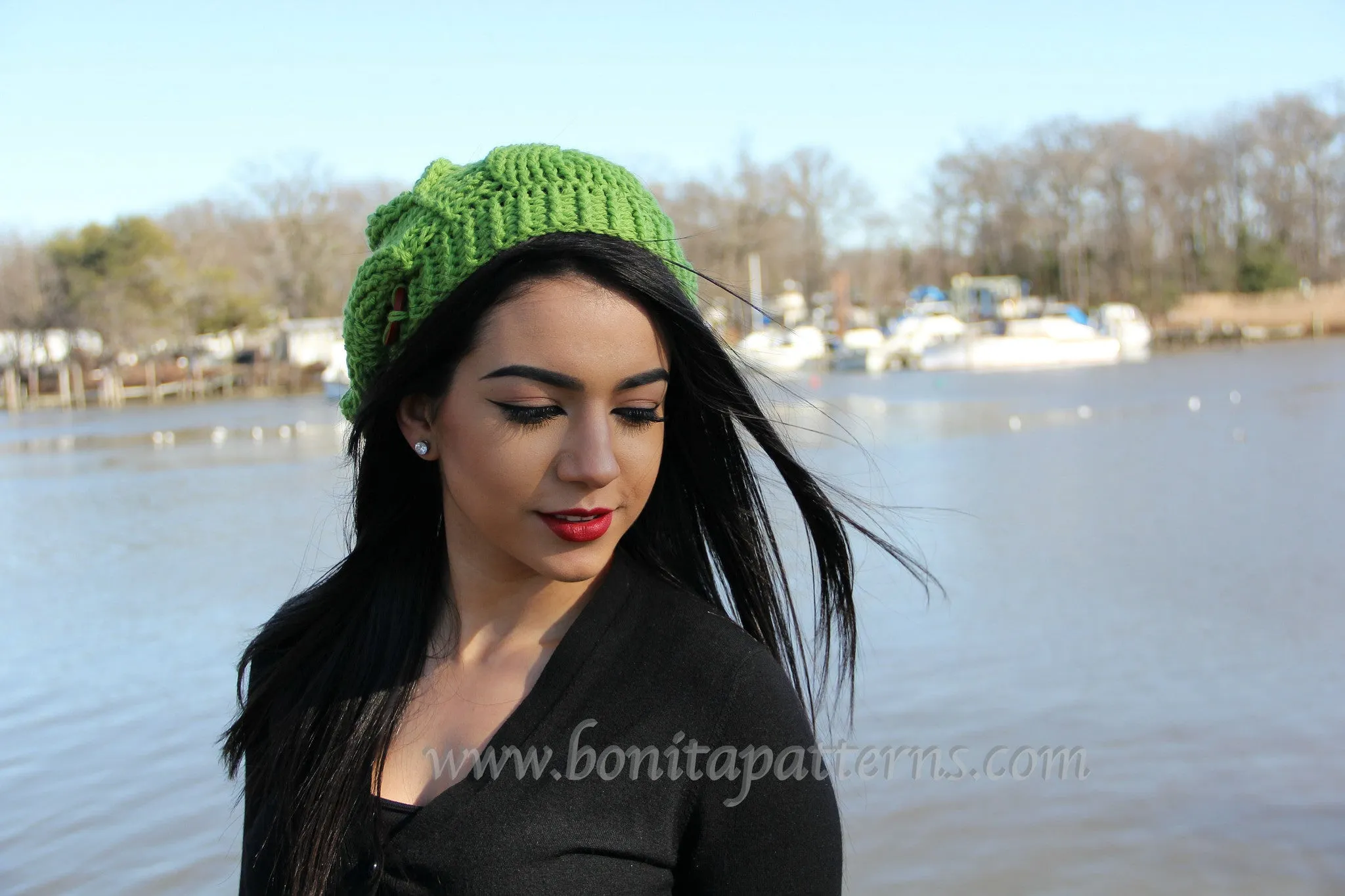 Embossed Leaves Slouch Hat Crochet Pattern