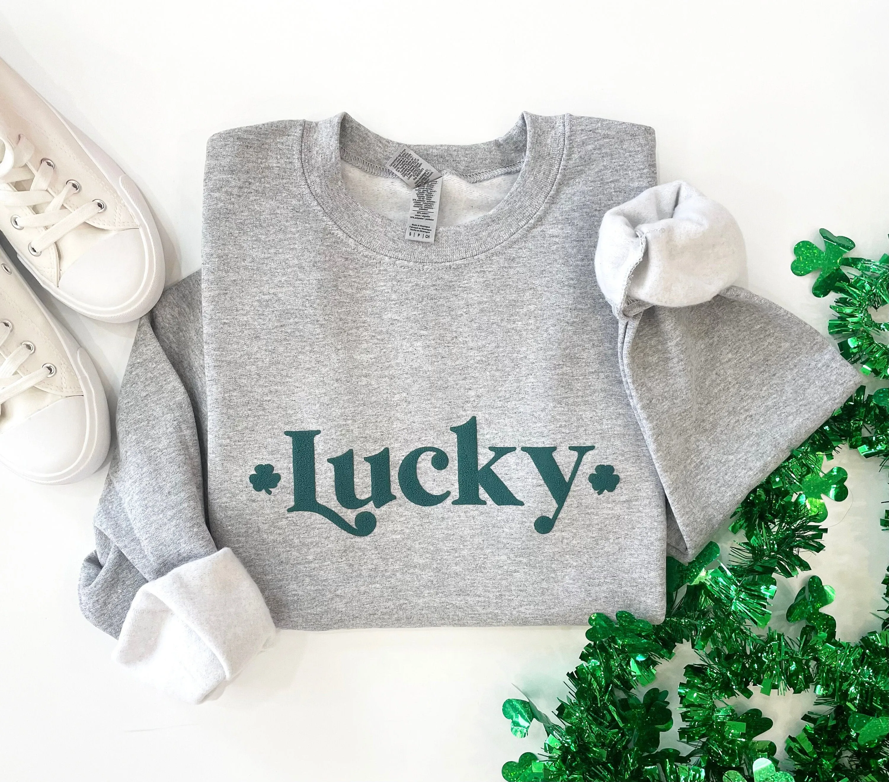 Embossed Lucky Shamrocks Sweatshirt