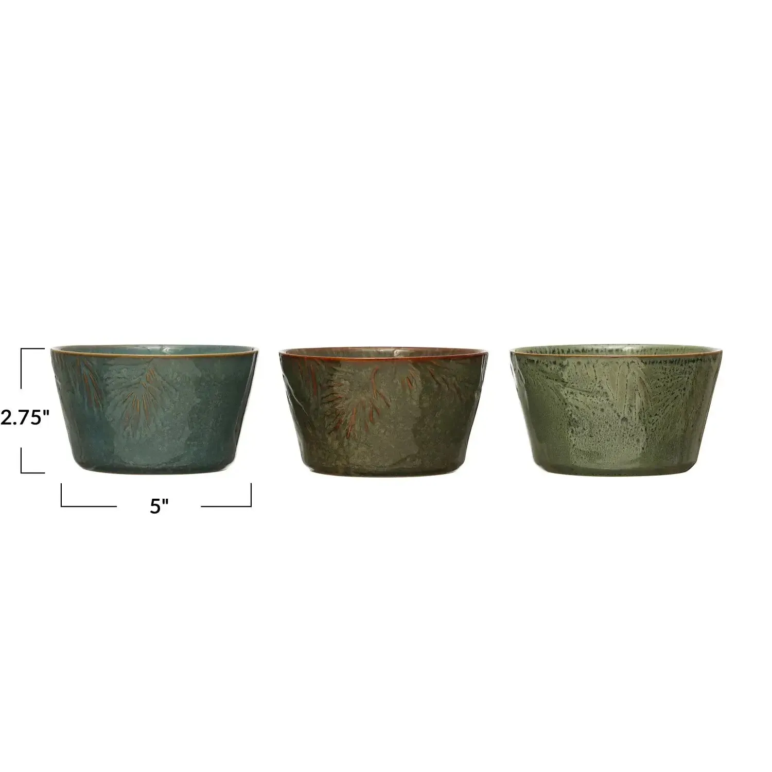 EMBOSSED STONEWARE BOWL W/ PINE BOUGH