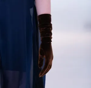 Embossed Stretch Velvet Gloves