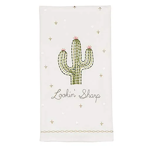 Embroidered Sequin Cactus Towel
