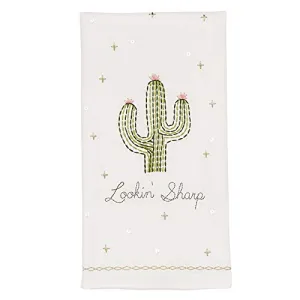 Embroidered Sequin Cactus Towel