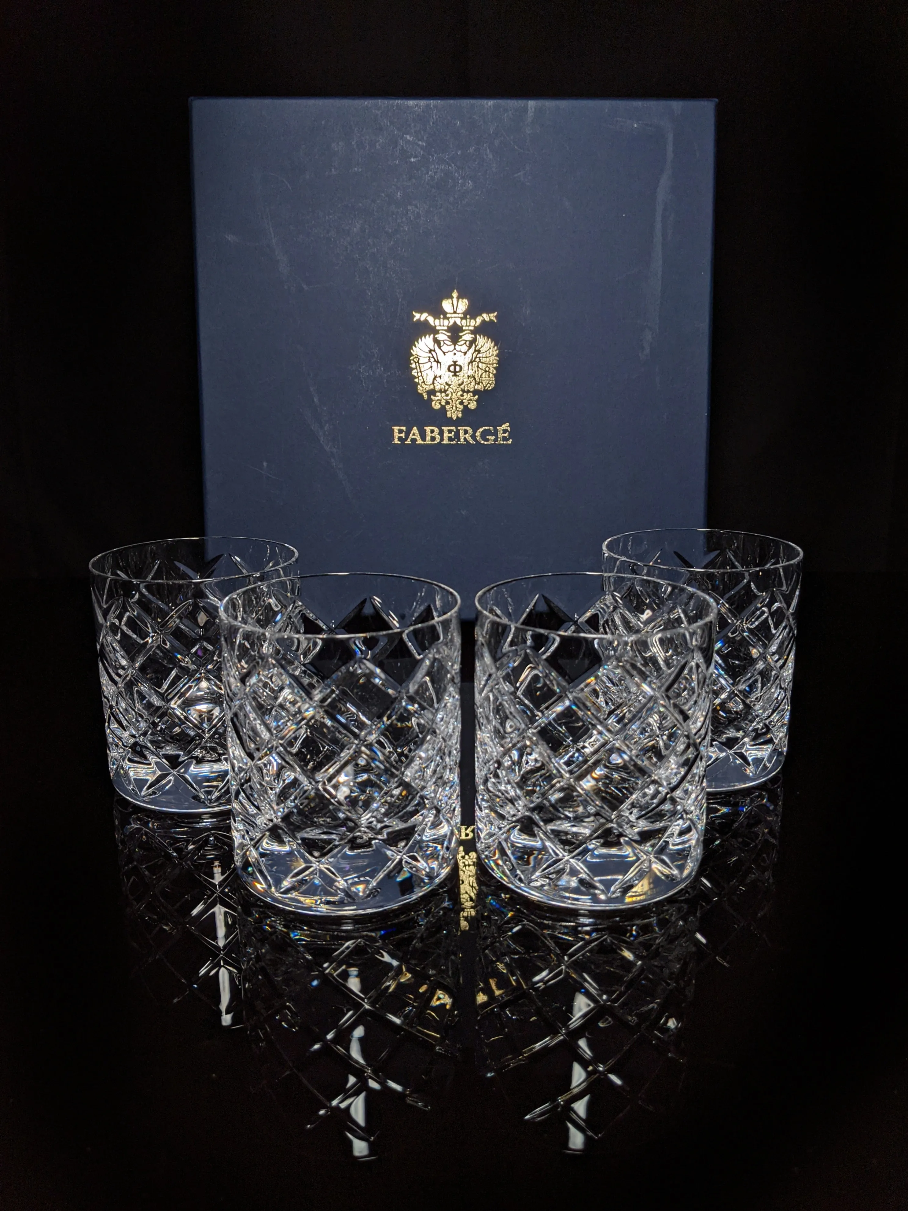 Faberge Oberon Crystal  Old Fashion Glasses