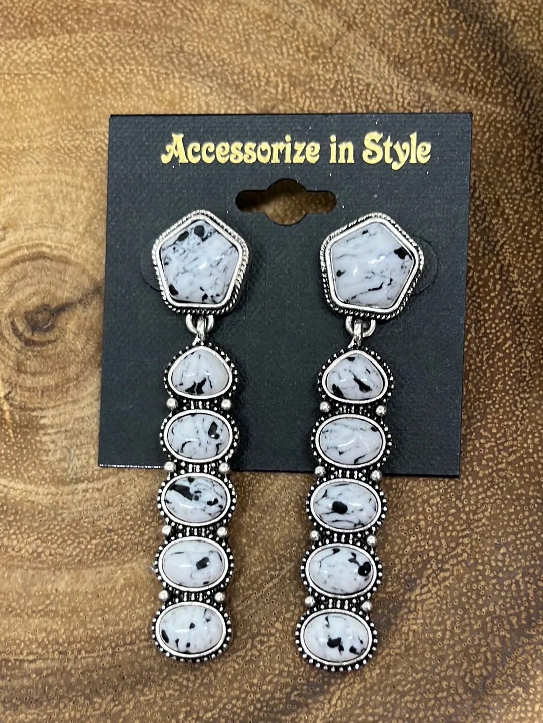 Fairfield Pentagon Post Stone Drop Earrings