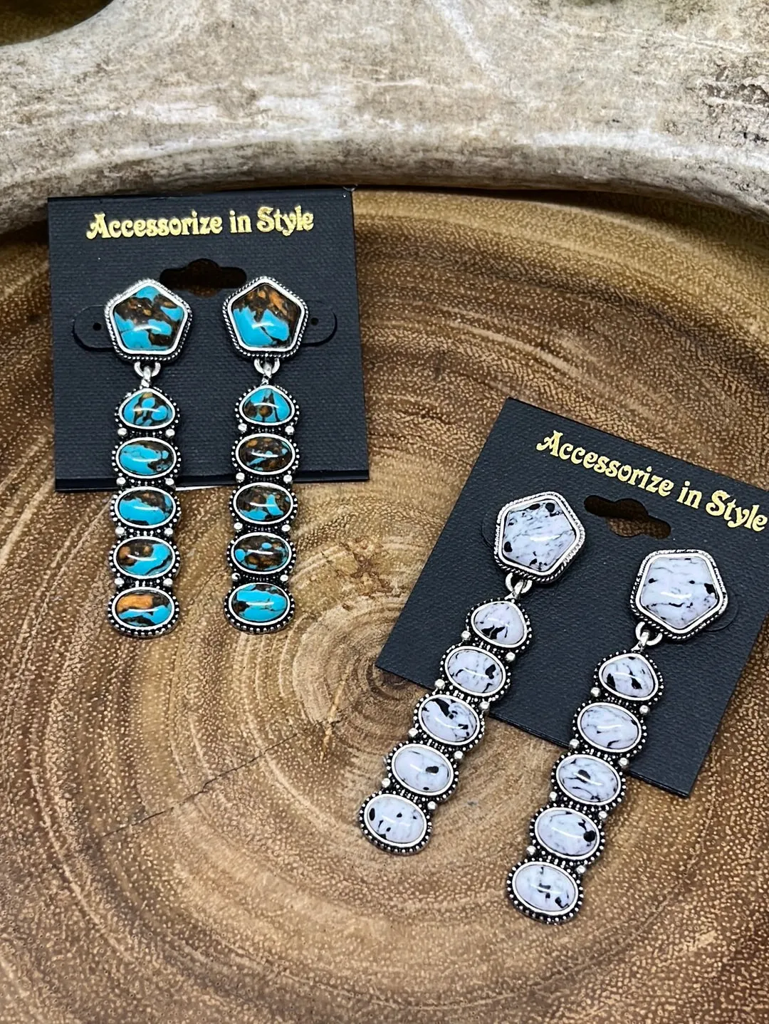 Fairfield Pentagon Post Stone Drop Earrings