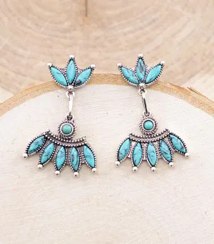 Fanfare Drop Fashion Post Earrings - Turquoise