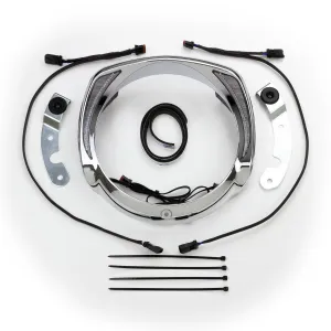 Fang® Headlight Bezel with White LED Running Lights and Amber Turn Signals, '14-up, Chrome