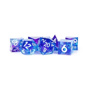 FanRoll: Premium Handcrafted Sharp Edge Inclusion 7-Piece Dice Set - Oceanic Flare