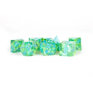 FanRoll: Premium Handcrafted Sharp Edge Inclusion 7-Piece Dice Set - Terra Pyre