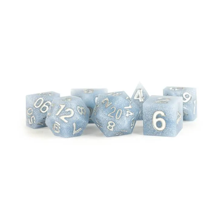 FanRoll: Sharp Edge Silicone Rubber 7-Piece Dice Set - Glacial Debris