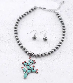 Fashion Navajo Tumbled Cactus Blossom Necklace & Earrings