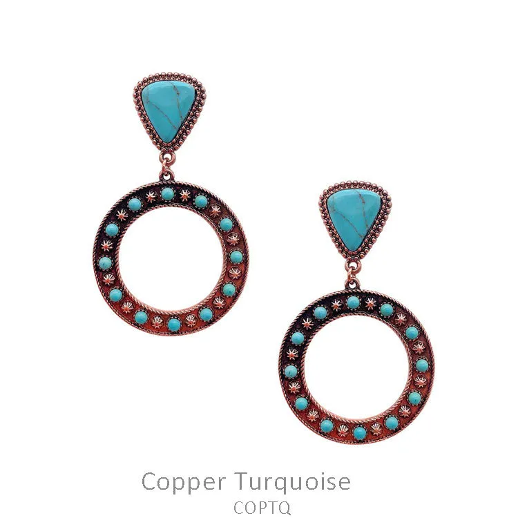 Fashion Stone Circle Dangle Earrings