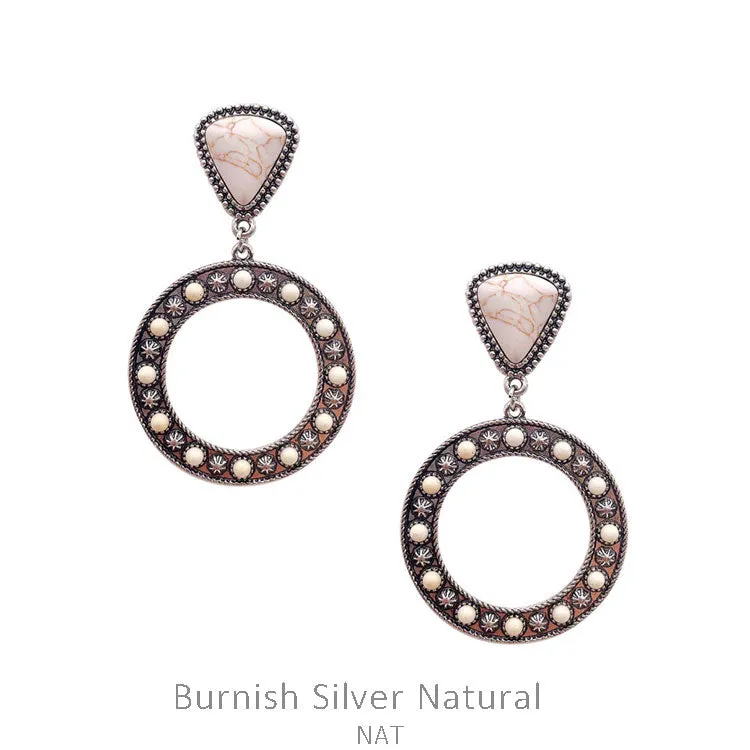 Fashion Stone Circle Dangle Earrings