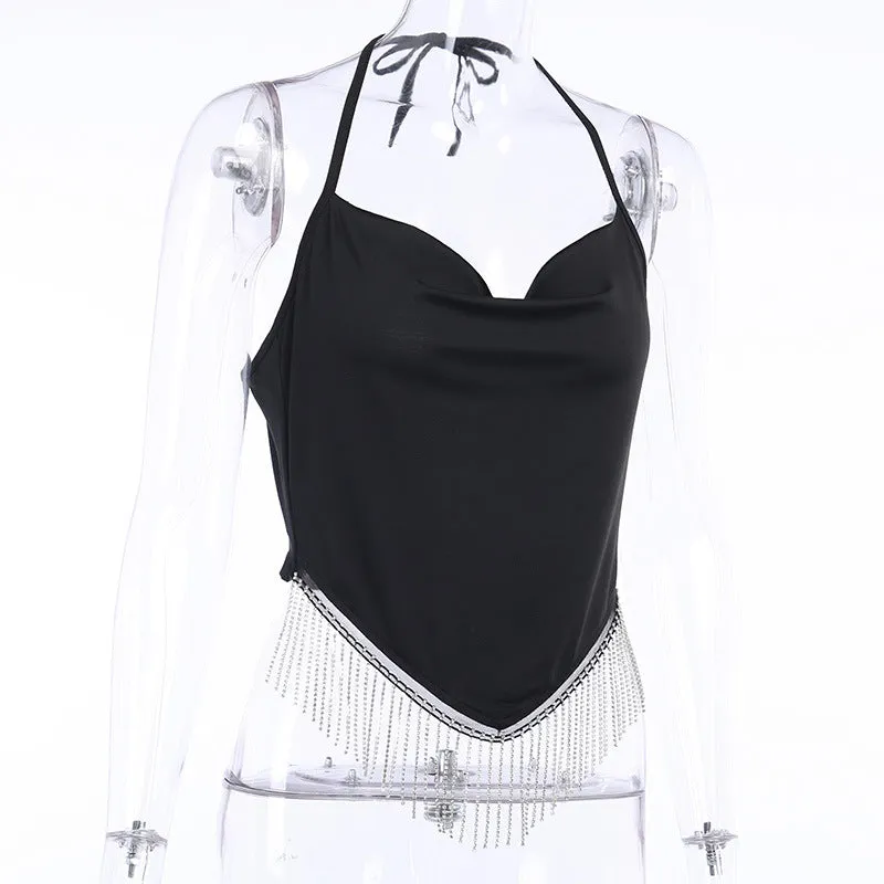 Fashion tassel camisole sexy topless women's clothing