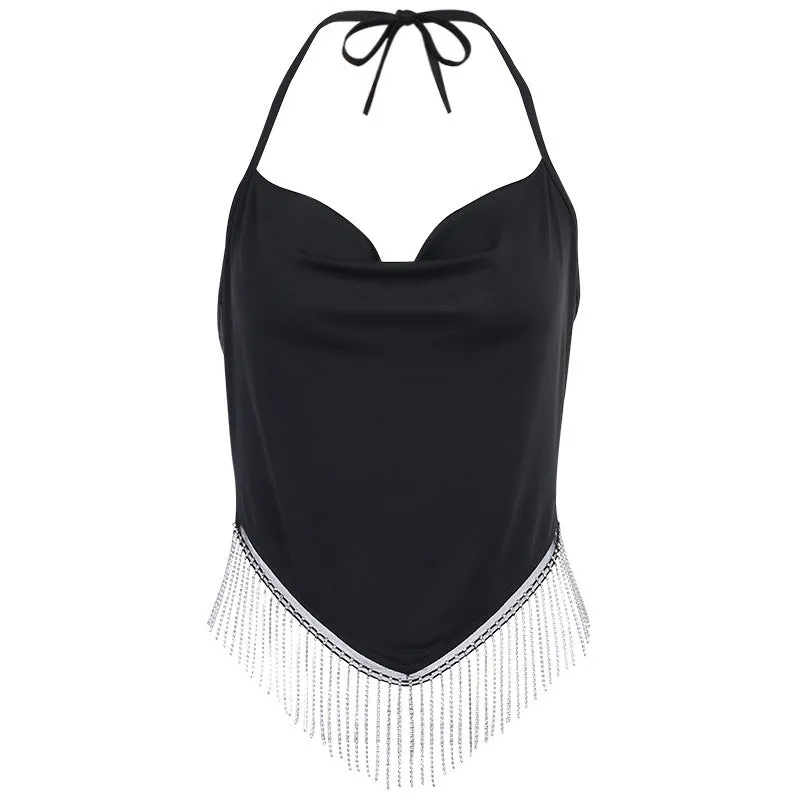 Fashion tassel camisole sexy topless women's clothing