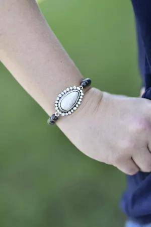 Fashion White Silver Stretch Bracelet