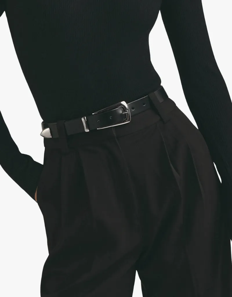 Favorite Daughter The Statement Belt in Black & Nickel