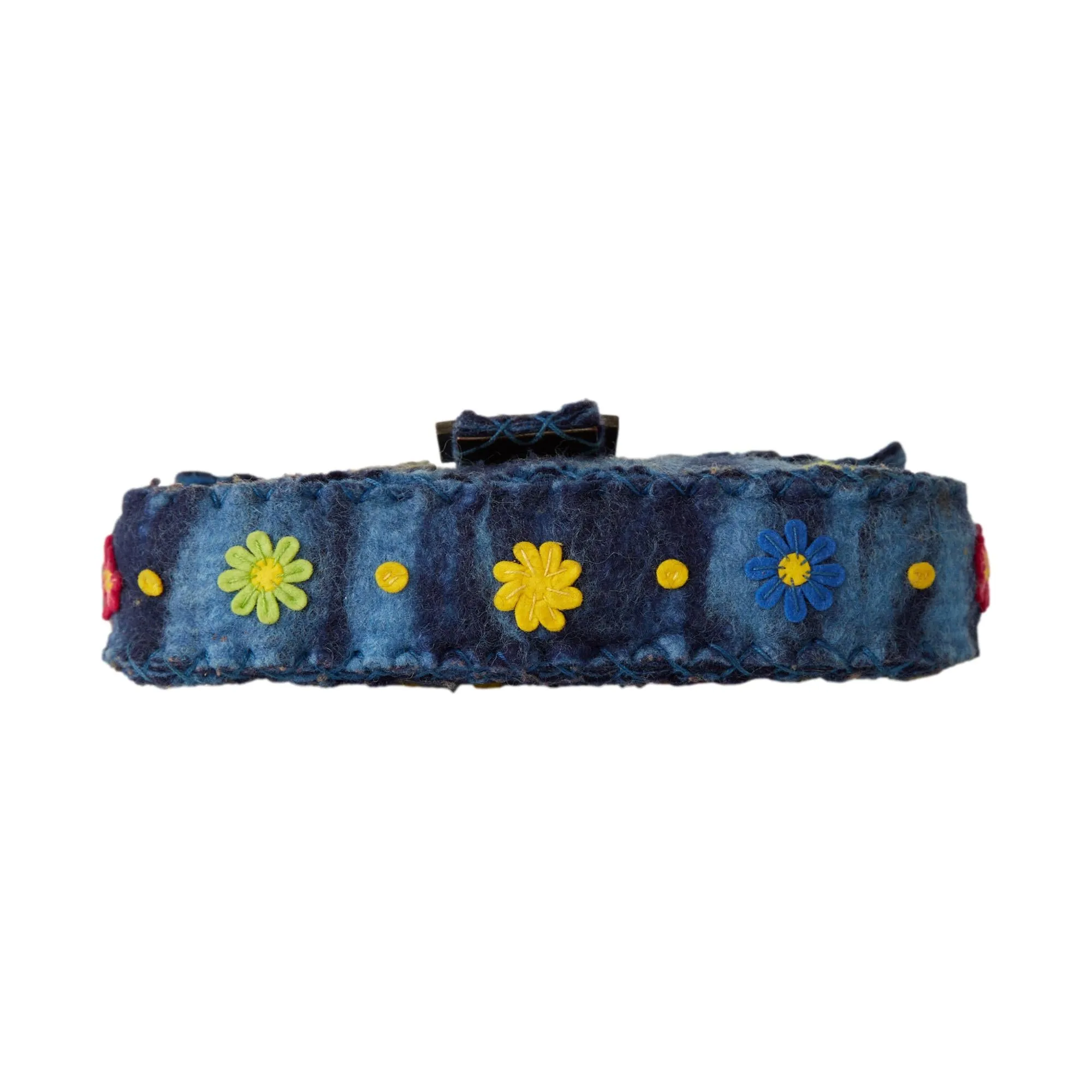 Fendi Blue Felt Flower Baguette Bag