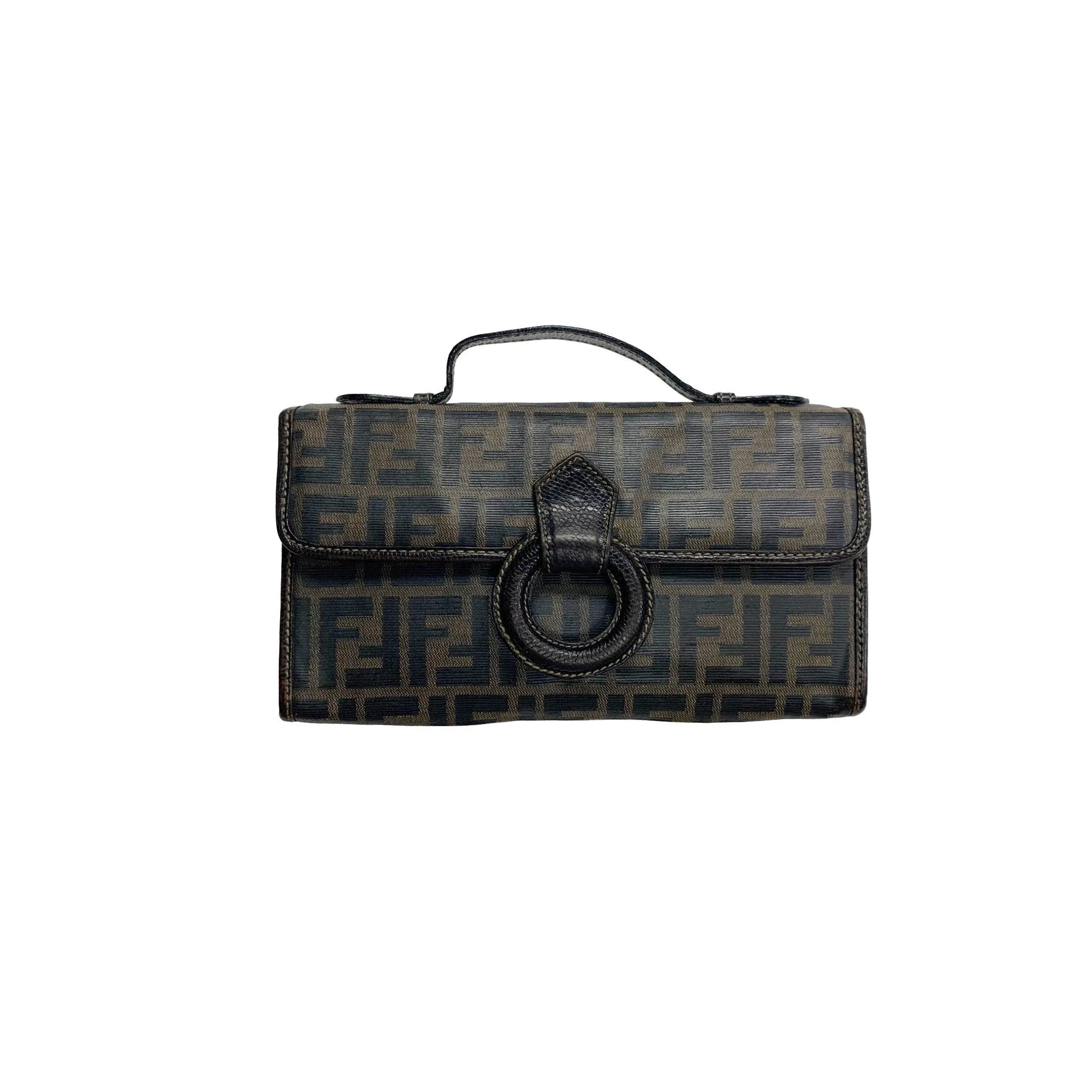 Fendi Brown Logo Small Top Handle