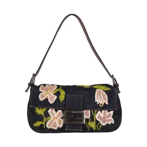Fendi Denim Floral Baguette