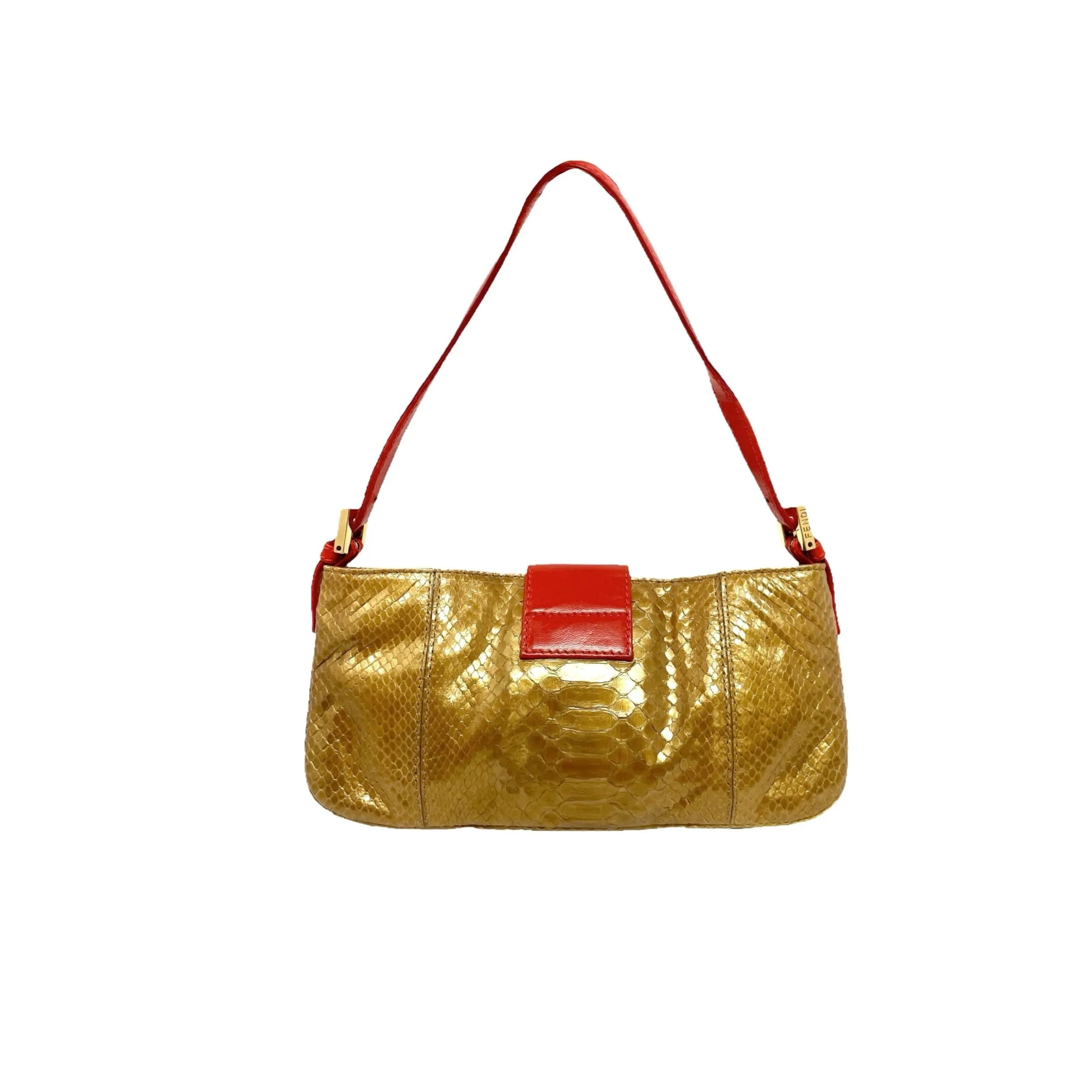 Fendi Gold Snakeskin Shoulder Bag