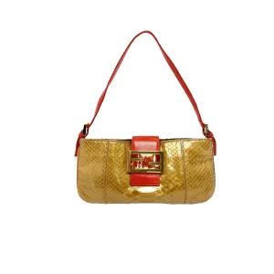 Fendi Gold Snakeskin Shoulder Bag