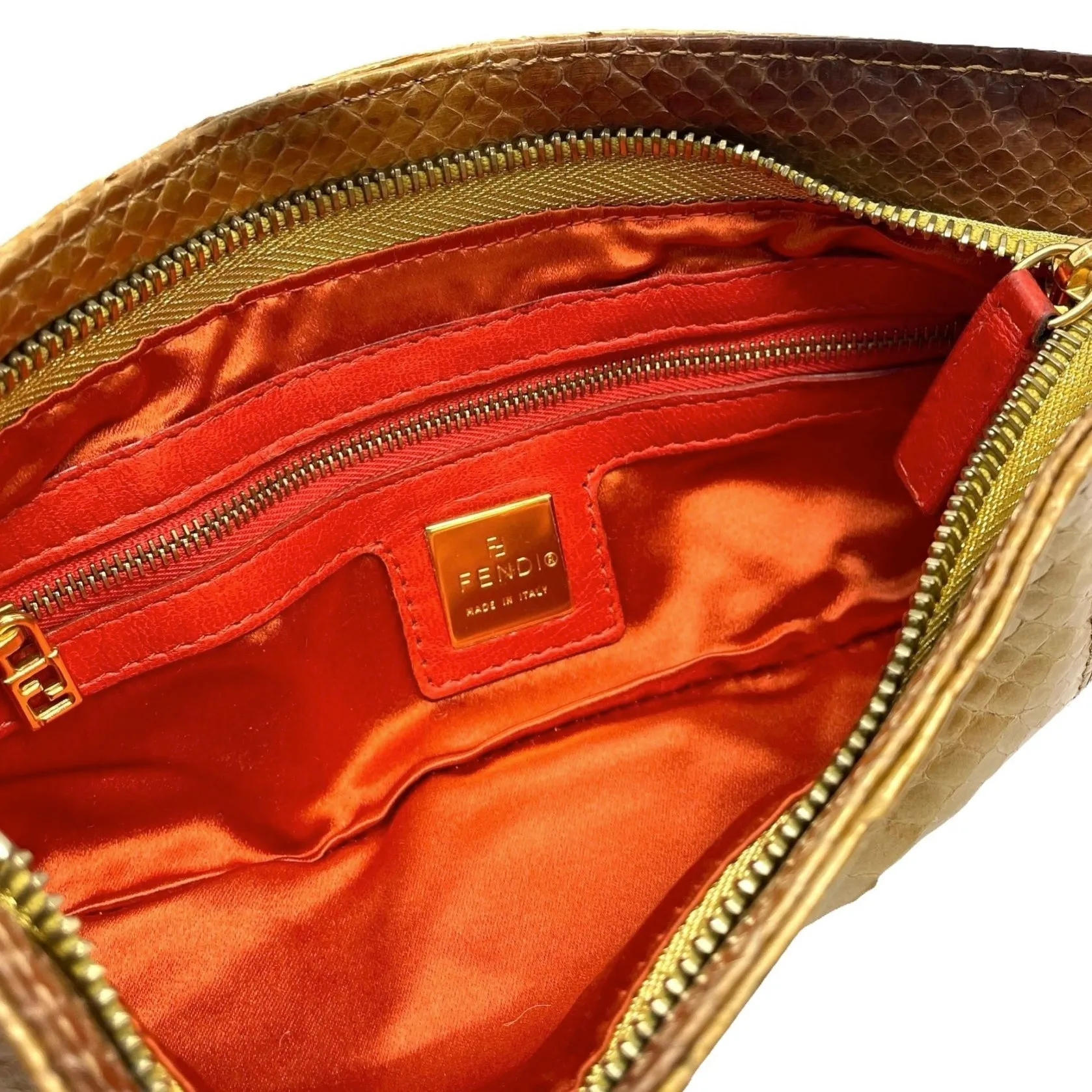 Fendi Gold Snakeskin Shoulder Bag