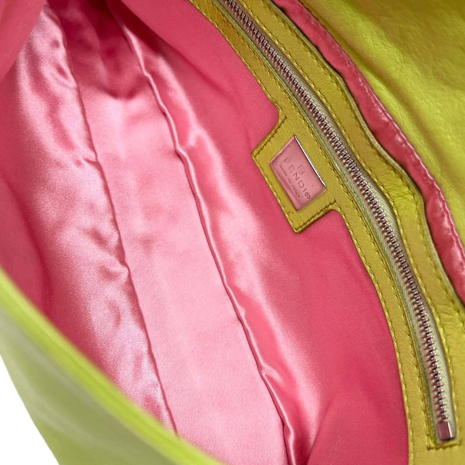 Fendi Lime Green Leather Baguette Bag