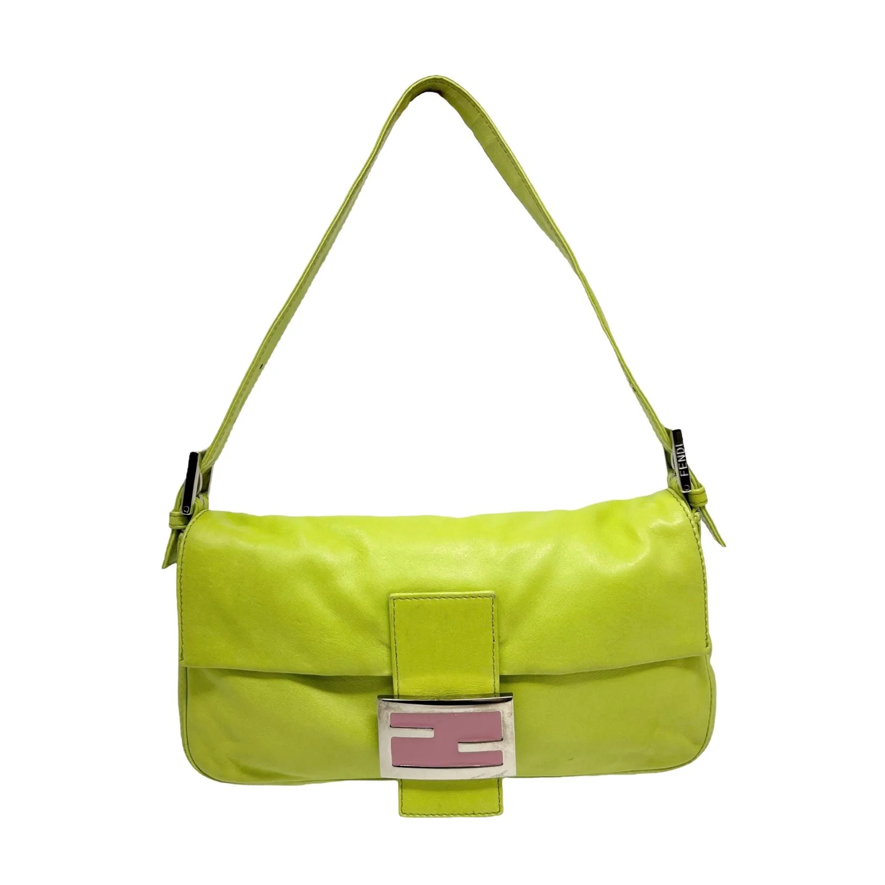 Fendi Lime Green Leather Baguette Bag