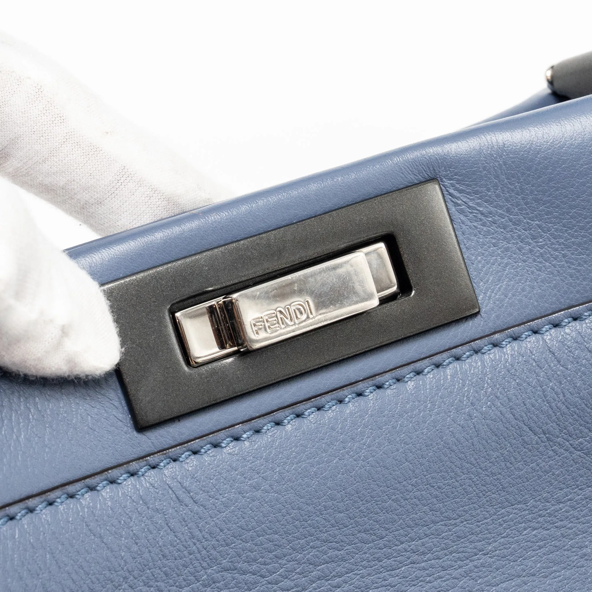Fendi Medium Peekaboo Calfskin Blue Multicolour Hardware