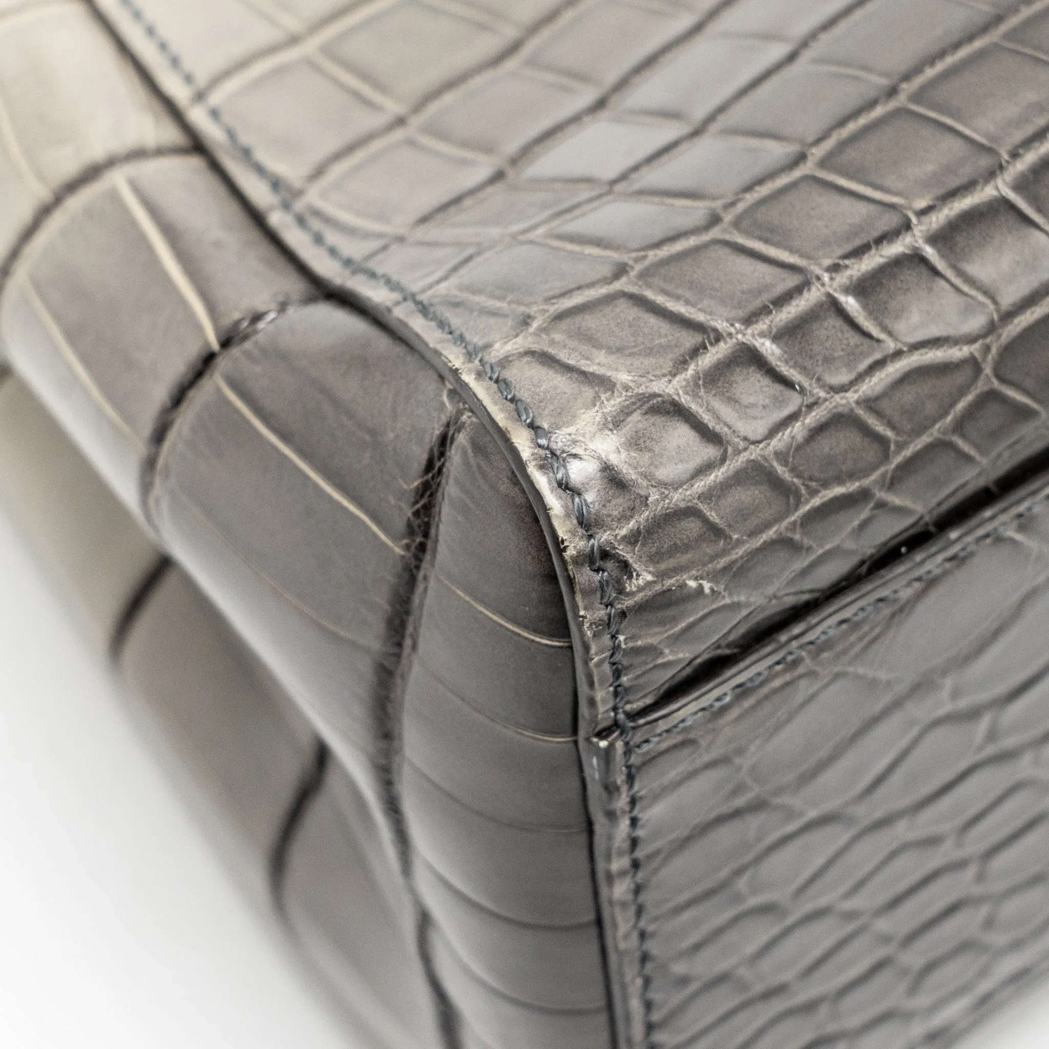 Fendi Mini Peekaboo Bag Crocodile Grey GHW