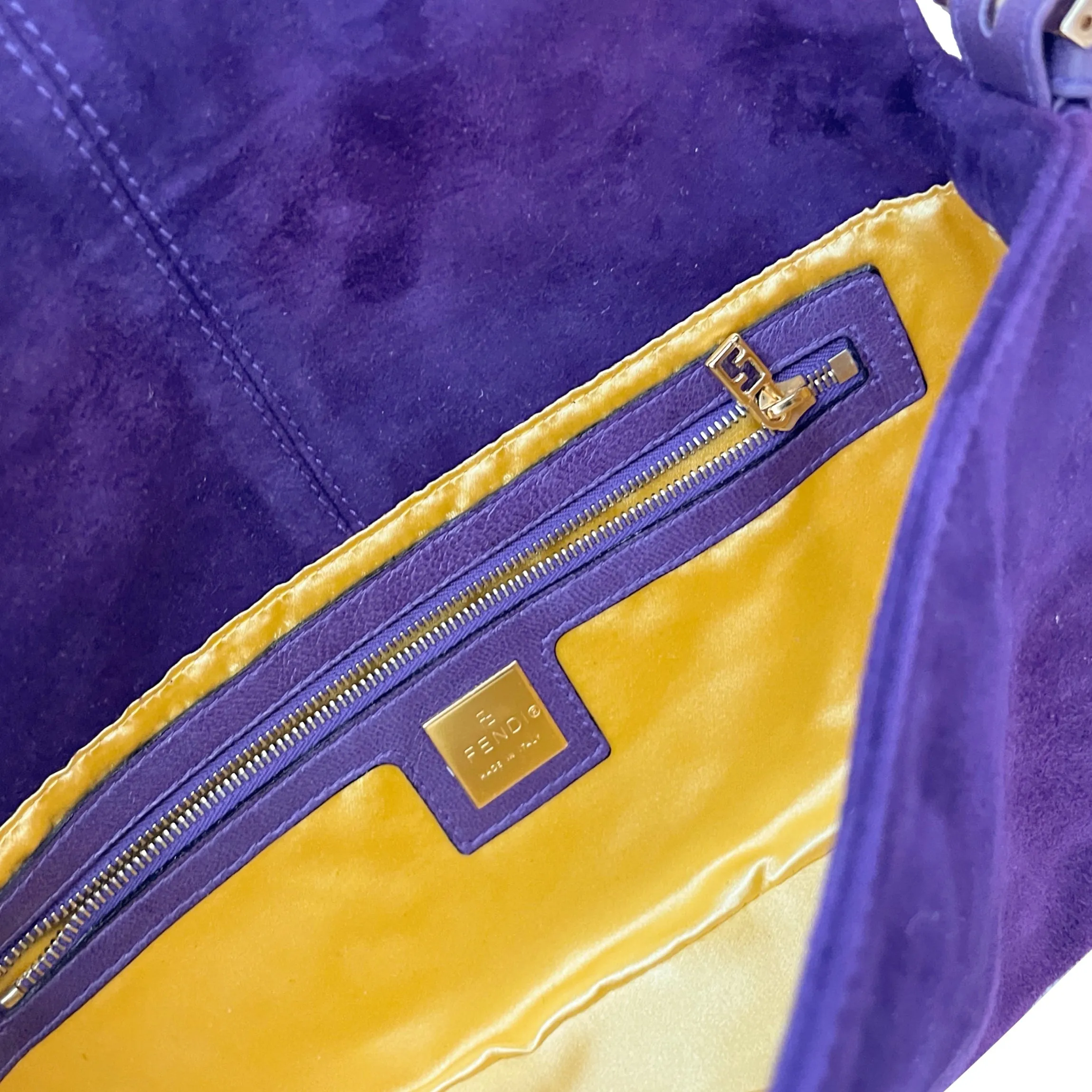 Fendi Purple Suede Baguette Shoulder Bag