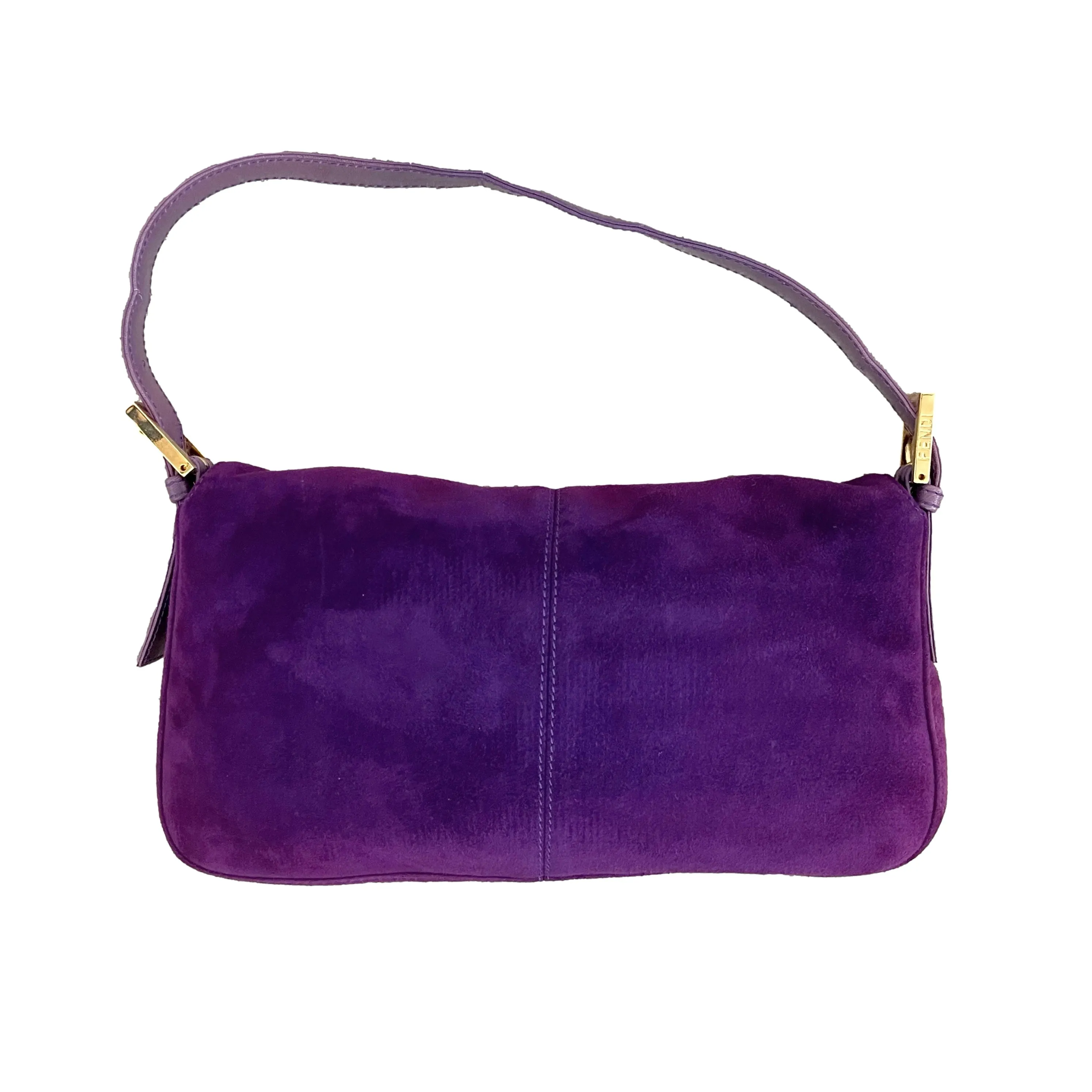 Fendi Purple Suede Baguette Shoulder Bag