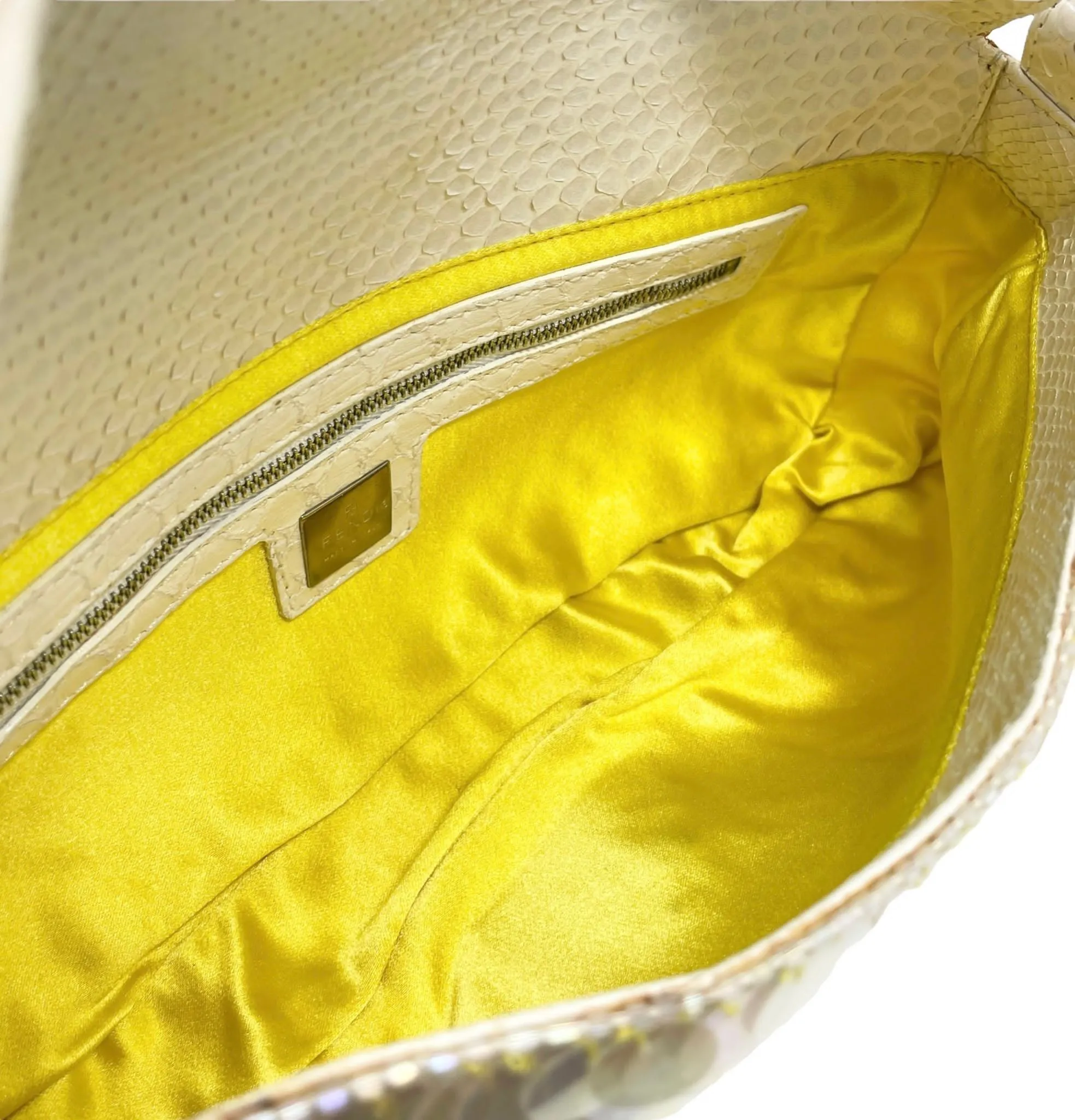 Fendi White Sequin Baguette Bag